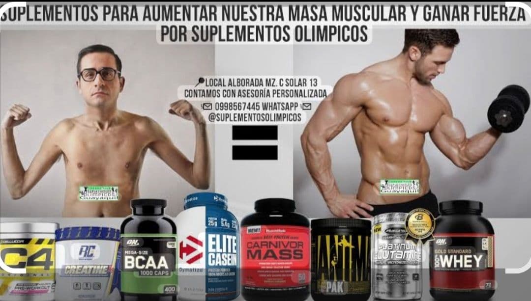 LOS SUPLEMENTOS AYUDAN A GANAR MASA MUSCULAR, PERO EL EJERCICIO ES FUNDAMENTAL