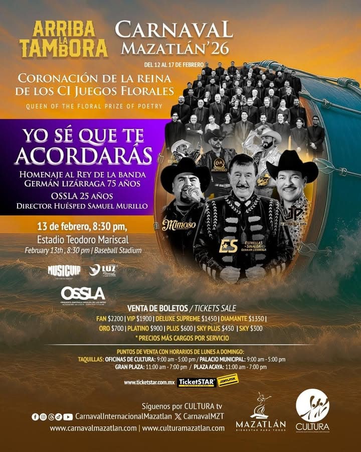 *“Yo sé que te acordarás”, Mazatlán celebrará 75 años de grandeza del Rey de la Banda, Germán Lizárraga en la Coronación de la...