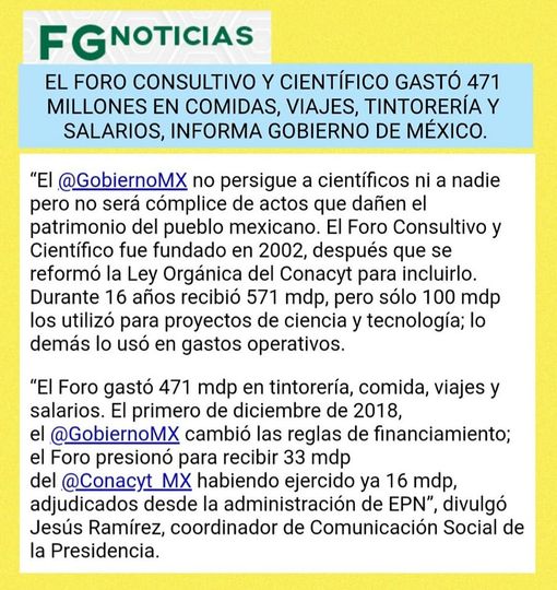 EL FORO CONSULTIVO Y CIENTÍFICO GASTÓ 471 MILLONES EN COMIDAS, VIAJES, TINTORE