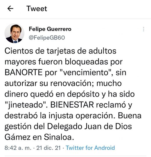 QUE BANORTE RETIENE Y BLOQUEA INJUSTAMENTE TARJETAS DE ADULTOS MAYORES.