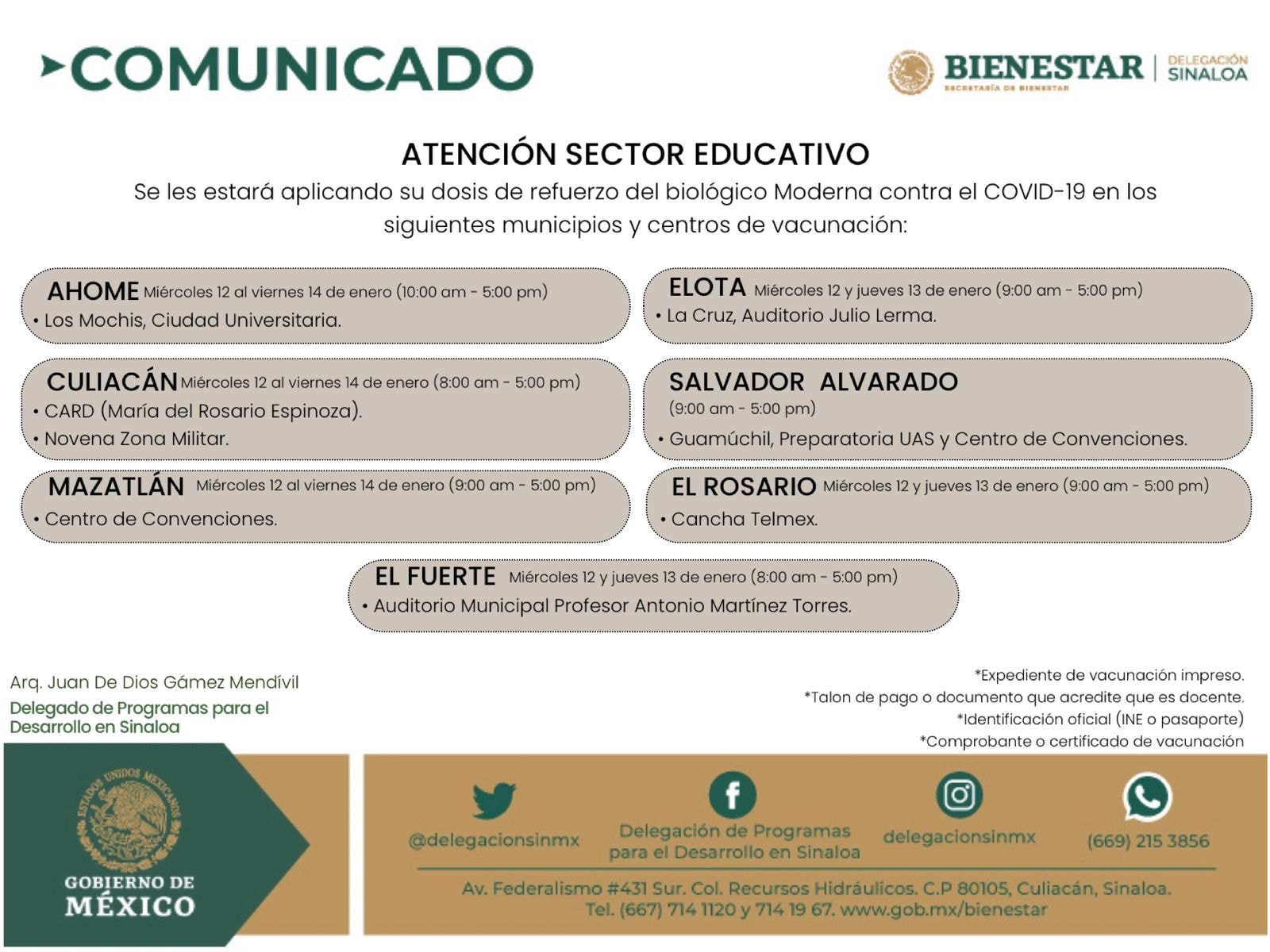 ATENCIÓN SECTOR EDUCATIVO: A PARTIR DEL MIERCOLES 12 DE ENERO SE LES APLICARÁ