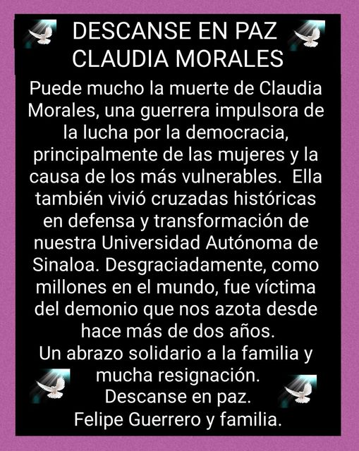 DESCANSE EN PAZ CLAUDIA MORALES ACOSTA.