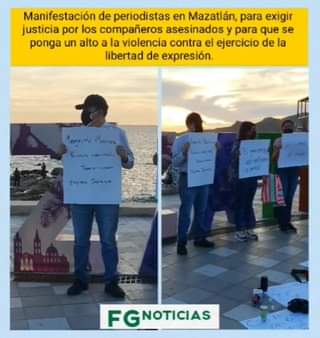 Manifestación de periodistas en Mazatlán para exigir justicia por los compañer