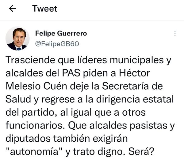 QUE CUÉN PODRÍA PRESENTAR SU RENUNCIA AL GABINETE DE ROCHA