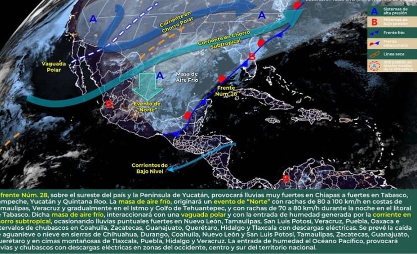 Para el día de hoy, el frente Núm. 28, se extenderá como estacionario sobre el s Para el día de hoy, el frente Núm. 28, se extenderá como estacionario sobre el s