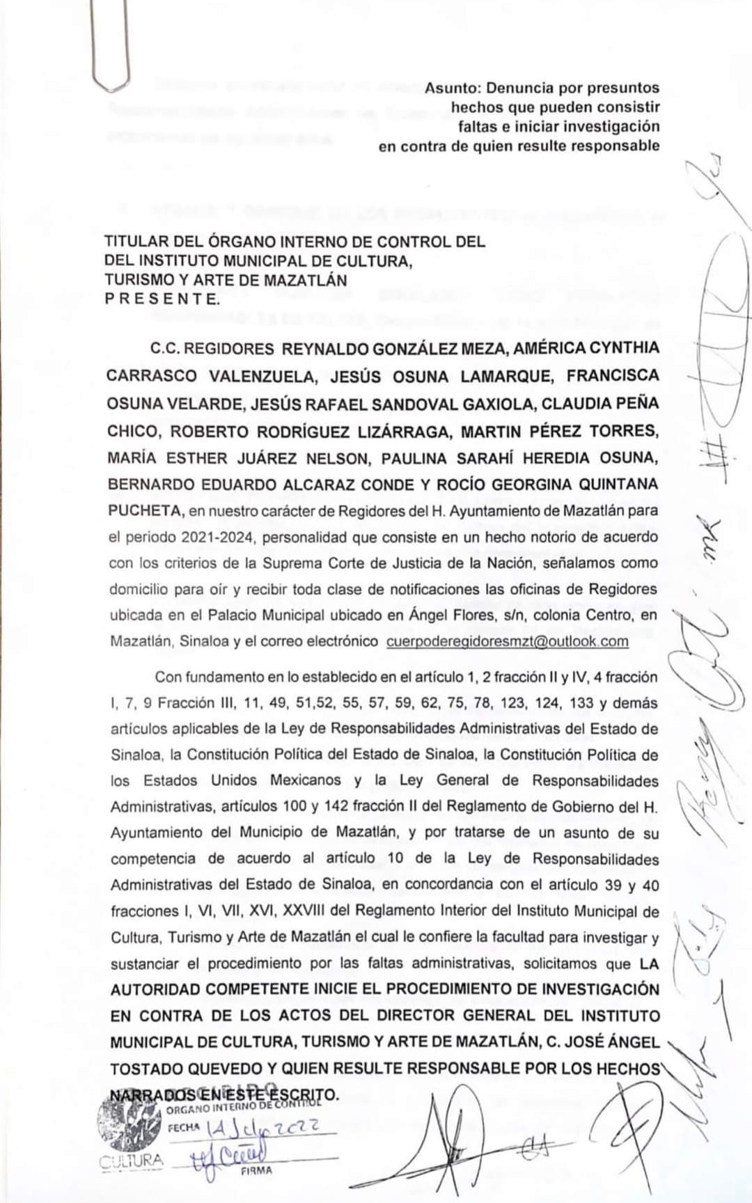 PIDEN REGIDORES DE MAZATLÁN INVESTIGACIÓN EN CONTRA DE JOSÉ ÁNGEL TOSTADO, DIR PIDEN REGIDORES DE MAZATLÁN INVESTIGACIÓN EN CONTRA DE JOSÉ ÁNGEL TOSTADO, DIR