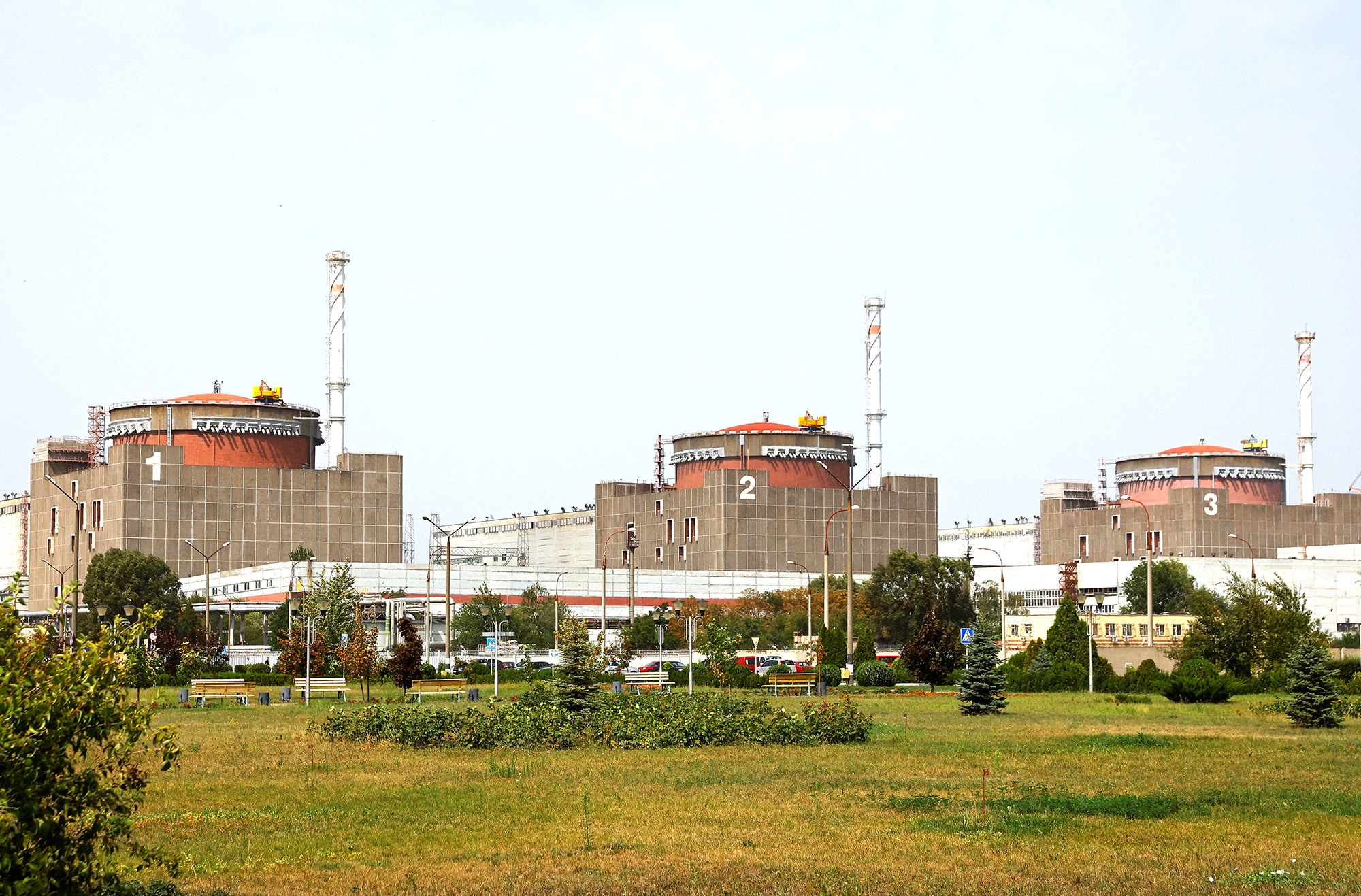 La planta de energía nuclear de Zaporizhzhia en las afueras de la ciudad rusa de Enerhodar, Ucrania, el 22 de agosto.