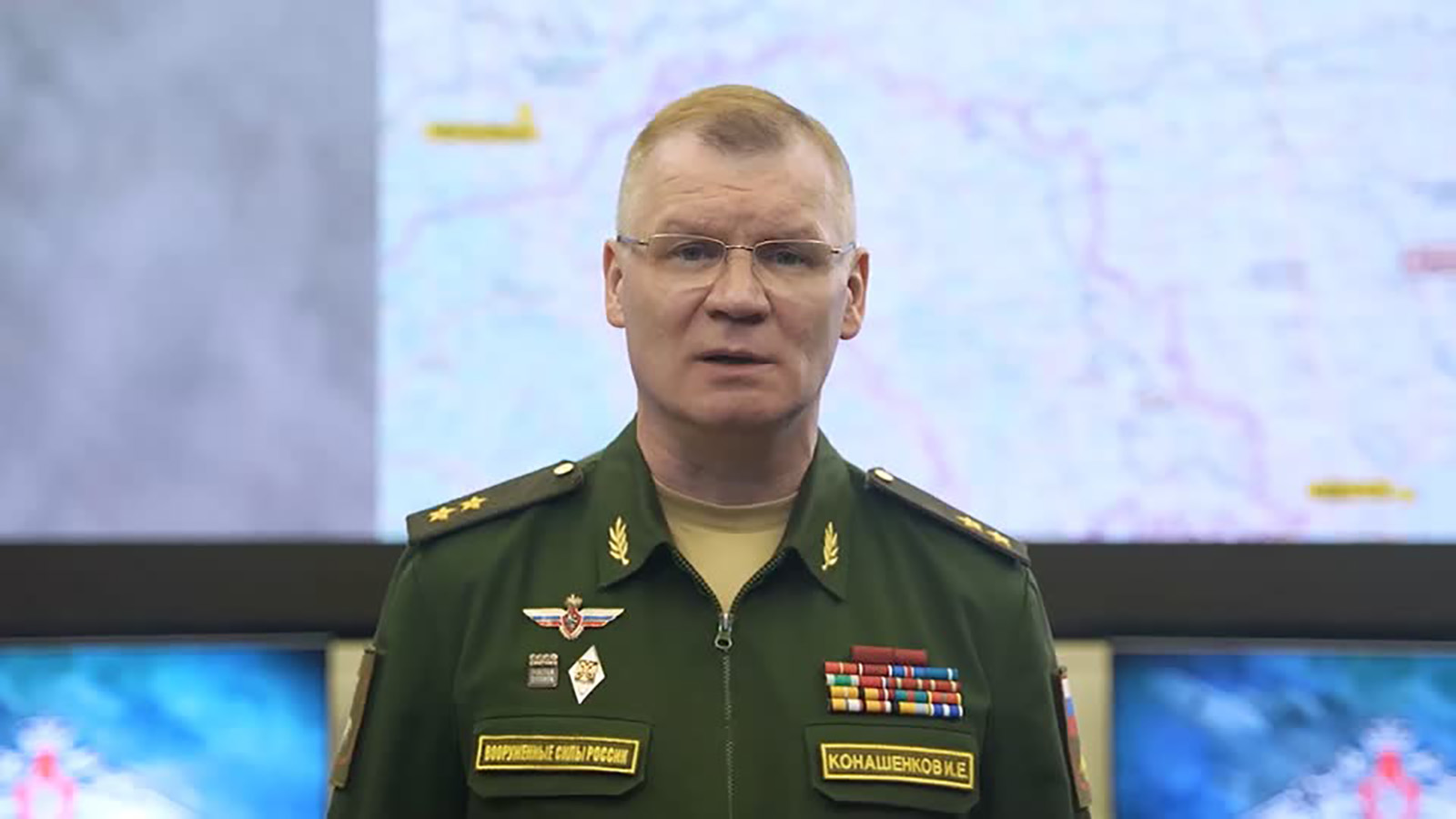 Un portavoz del Ministerio de Defensa ruso habla sobre el bombardeo de Makiivka en Moscú, Rusia, el 2 de enero.