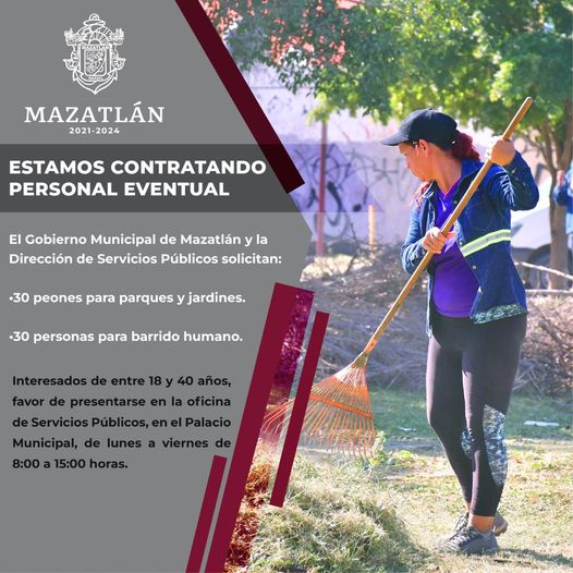 *Contratará Servicios Públicos personal eventual para barrido humano y parques y *Contratará Servicios Públicos personal eventual para barrido humano y parques y