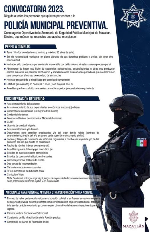 *¿Quieres formar parte de la Policía Municipal de Mazatlán?.* *¿Quieres formar parte de la Policía Municipal de Mazatlán?.*