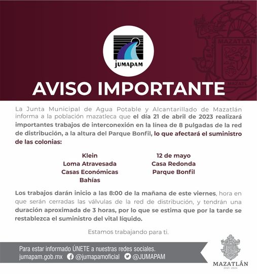 AVISO IMPORTANTE AVISO IMPORTANTE