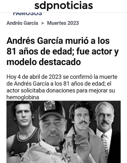 MUERE ANDRÉS GARCÍA A LOS 81 AÑOS DE EDAD. MUERE ANDRÉS GARCÍA A LOS 81 AÑOS DE EDAD.