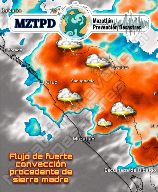 *Aviso de Tormenta* Núcleos de fuerte convección desarrollados sobre sierra mad