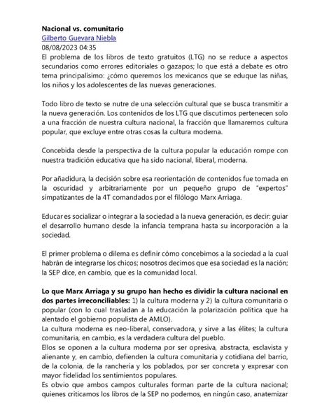 A PROPÓSITO DEL MODELO EDUCATIVO DE LA 4T: NACIONAL CONTRA COMUNITARIO.