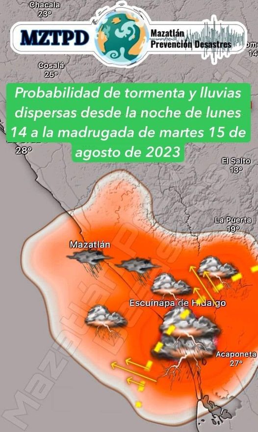 *Aviso de Tormenta* Desde la noche de hoy lunes y hasta la madrugada de martes,