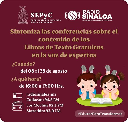 SEPyC y Radio Sinaloa transmitirán en vivo conferencias sobre contenido de libro