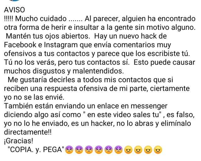 ESTO NOS ENVIARON A FG NOTICIAS: HAY UN NUEVO HACK DE FACEBOOK E INSTAGRAM.