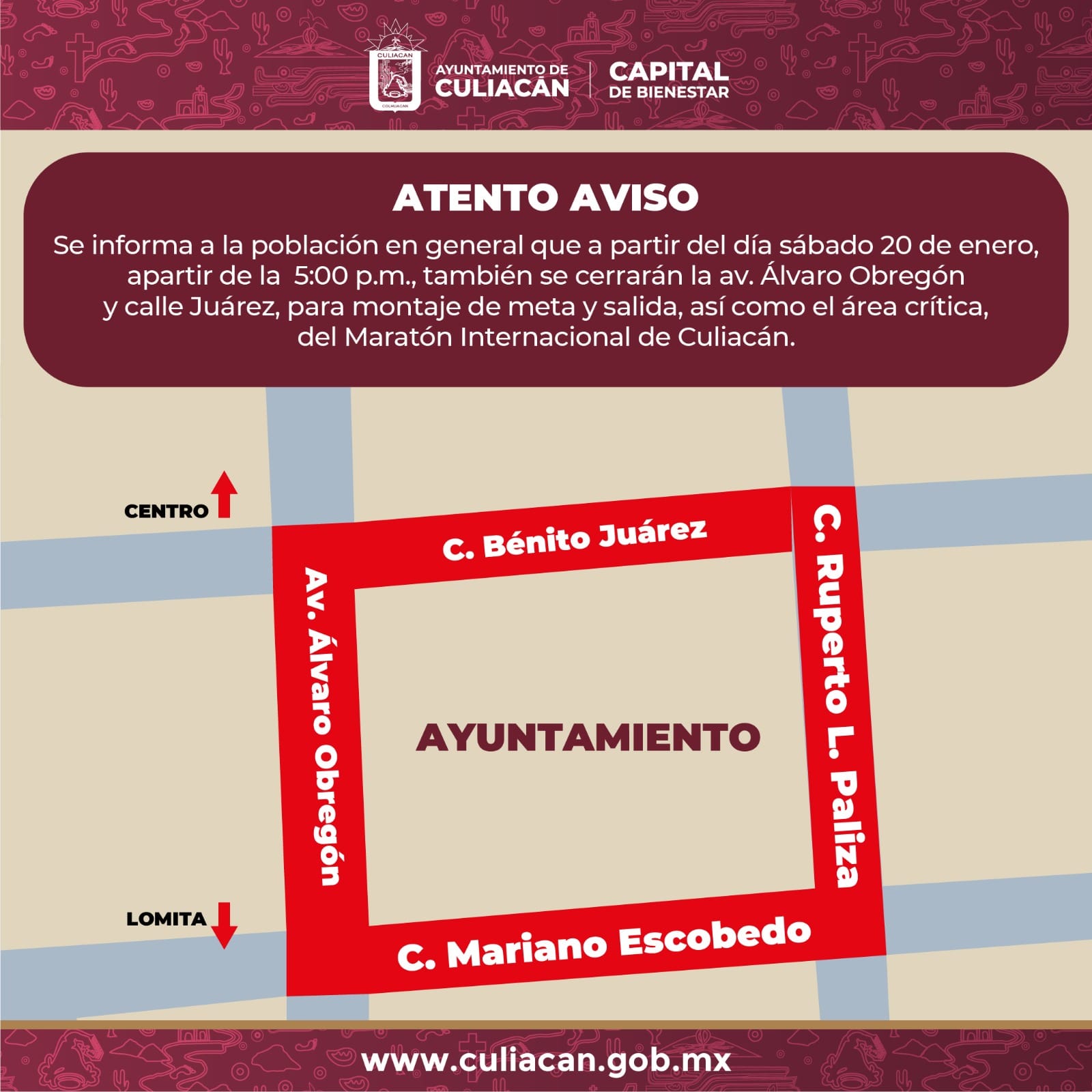 *Habrá cierre de calles con motivo del Maratón Internacional de Culiacán 2024* *Habrá cierre de calles con motivo del Maratón Internacional de Culiacán 2024*