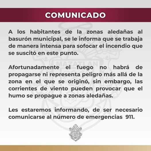 *Trabajan cuerpos de auxilio en control de incendio de basurón municipal.*