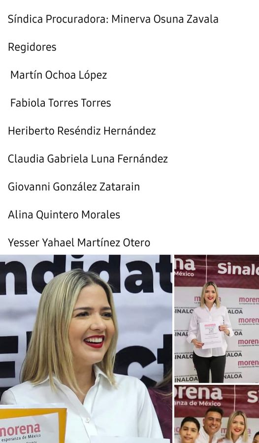 Planilla que acompaña a Estrella Palacios, candidata de Morena y el Partido Verd