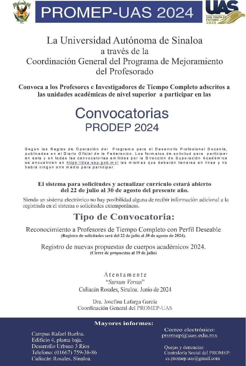 *Convoca la UAS a profesores e investigadores de tiempo completo del nivel super *Convoca la UAS a profesores e investigadores de tiempo completo del nivel super