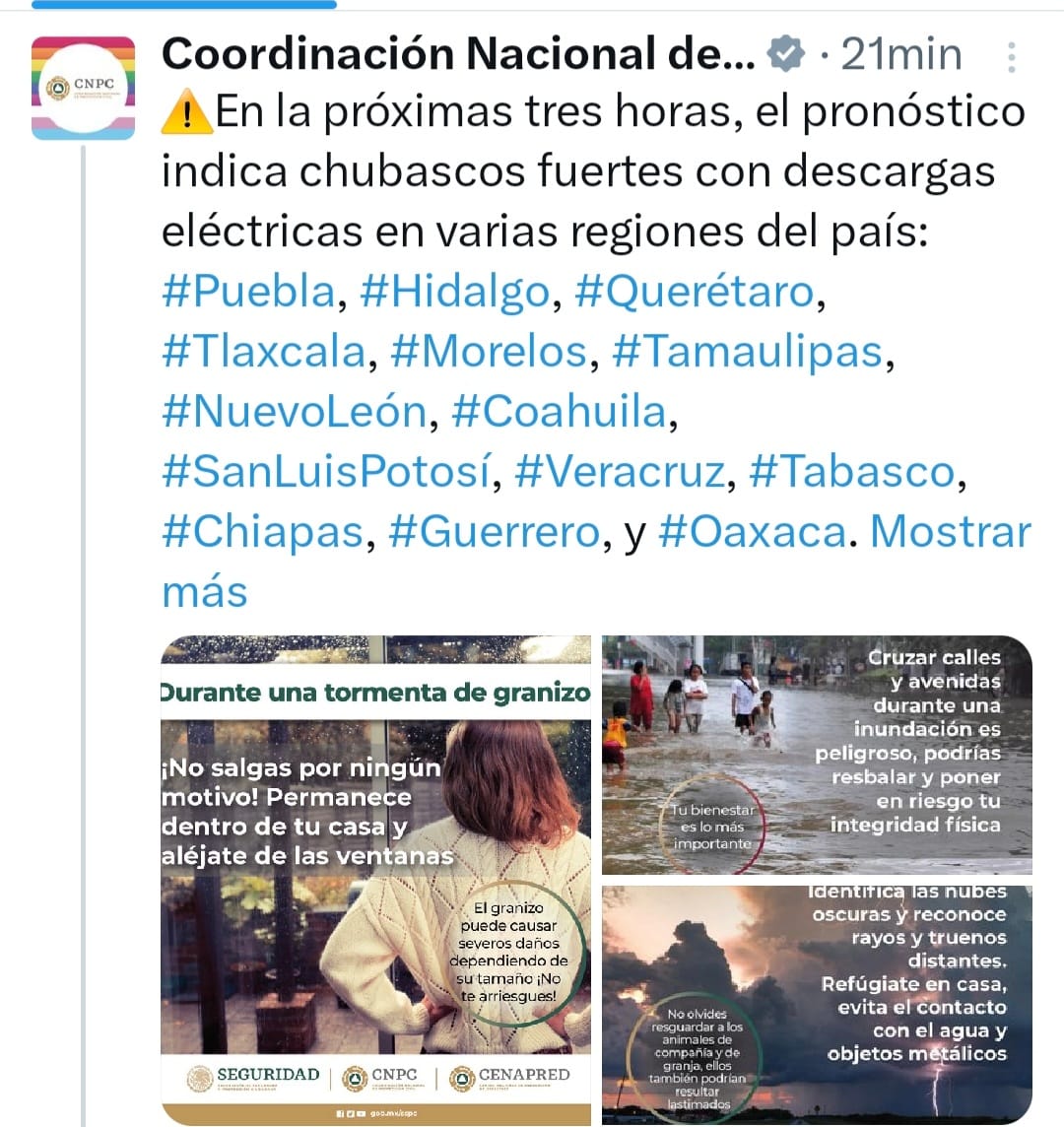 Del intenso calor en varias regiones del país, se pasó ahora a los chubascos e i