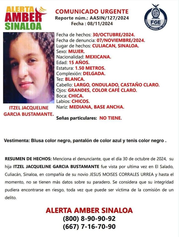 Activan Alerta Amber para localizar a Itzel #CompartirEsAyudar