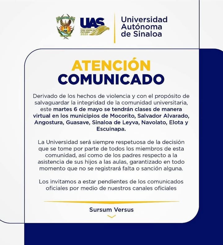 #UAS | ¡ATENCIÓN COMUNIDAD UNIVERSITARIA! #UAS | ¡ATENCIÓN COMUNIDAD UNIVERSITARIA!