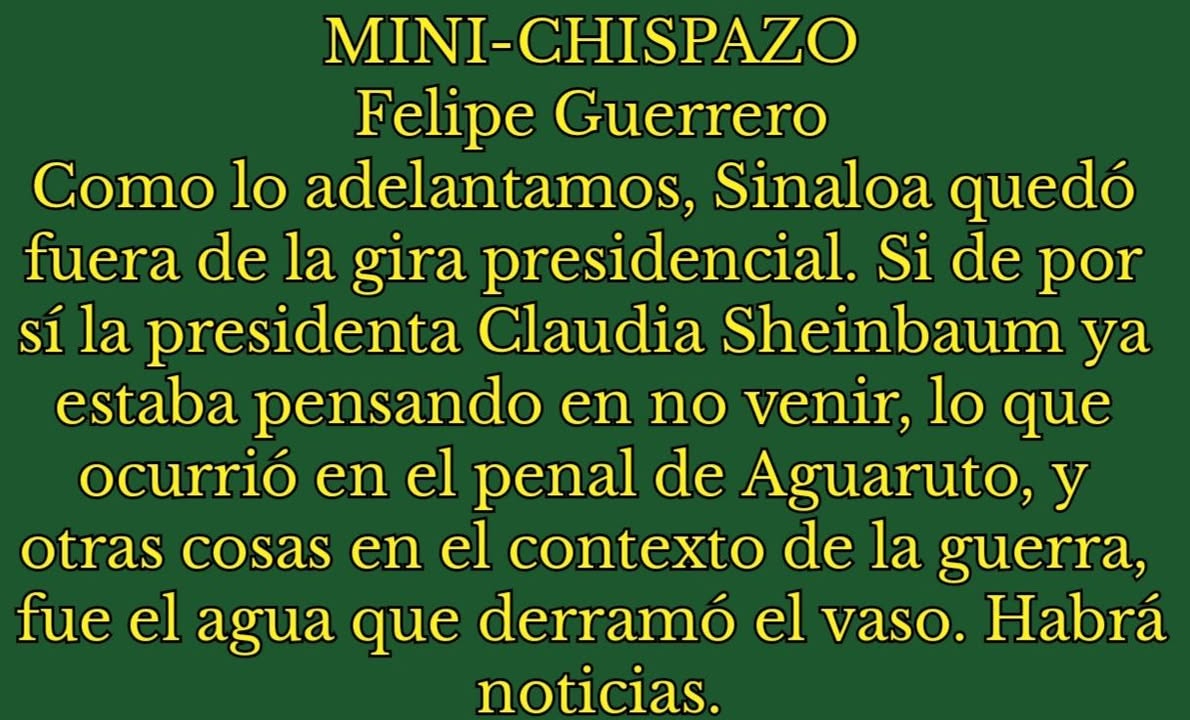 NO VIENE LA PRESIDENTA SHEINBAUM A SINALOA