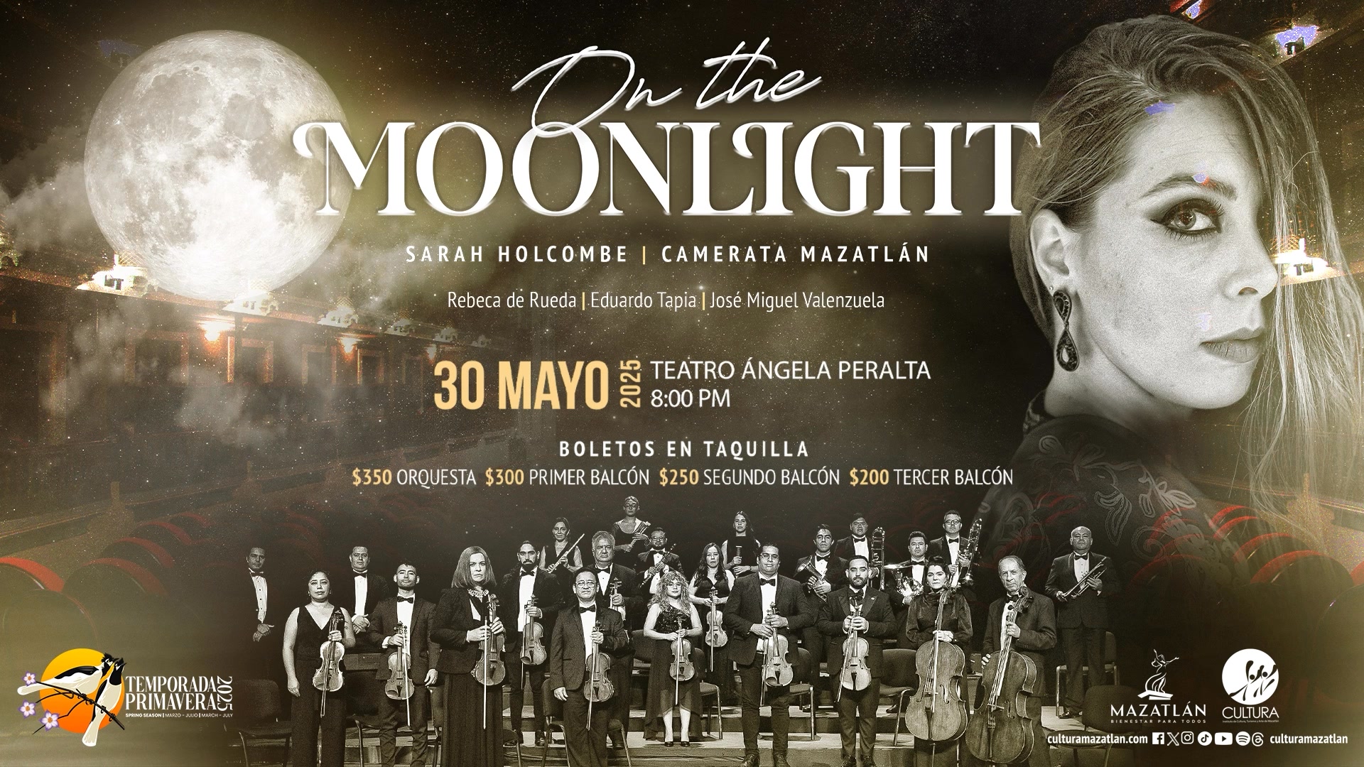La mezzosoprano mazatleca Sarah Holcombe y artistas invitados protagonizarán una noche mágica e inolvidable a través de un viaje… La mezzosoprano mazatleca Sarah Holcombe y artistas invitados protagonizarán una noche mágica e inolvidable a través de un viaje…