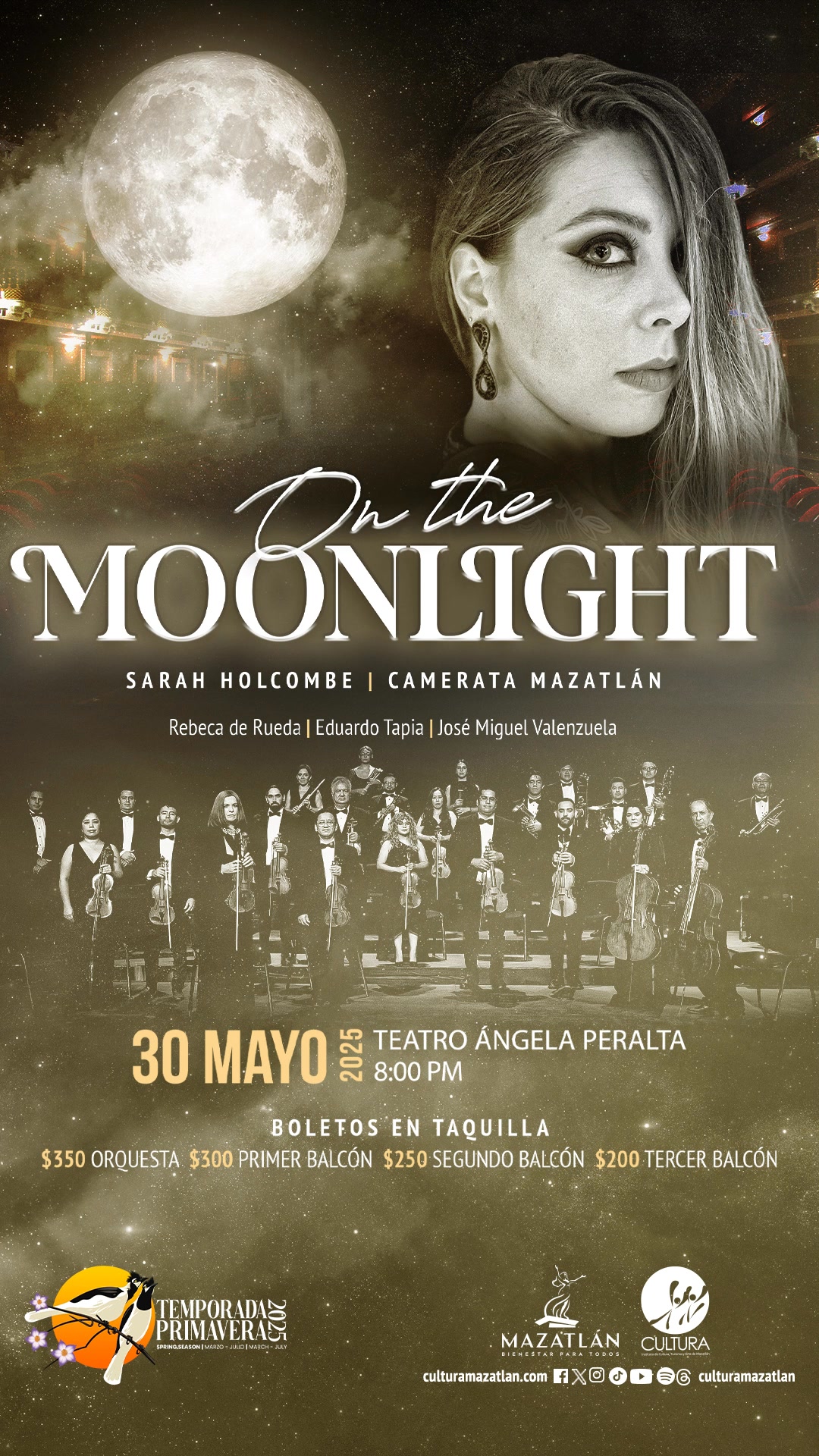 La mezzosoprano mazatleca Sarah Holcombe y artistas invitados protagonizarán una noche mágica e inolvidable a través de un viaje… La mezzosoprano mazatleca Sarah Holcombe y artistas invitados protagonizarán una noche mágica e inolvidable a través de un viaje…
