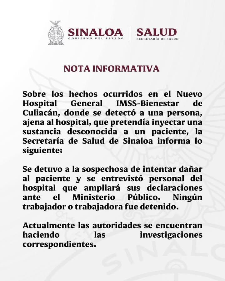 🚨Aclara la Secretaría de Salud de #Sinaloa; no hubo personal médico detenido durante el arresto de una mujer vestida de enfermer…